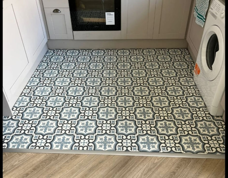 Kitchen with new vinyl flooring